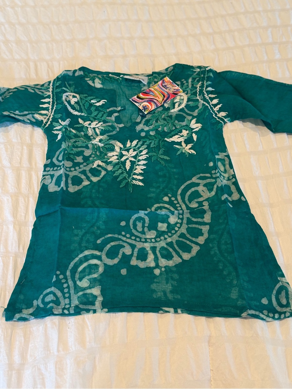 Raj Kids Embroidered Boho Tunic 1-2Y NWT Green Cotton Top